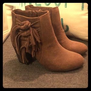 Brown suede ankle booties